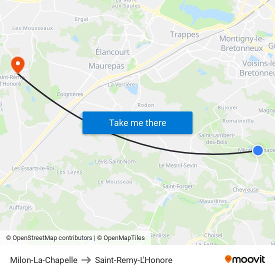Milon-La-Chapelle to Saint-Remy-L'Honore map