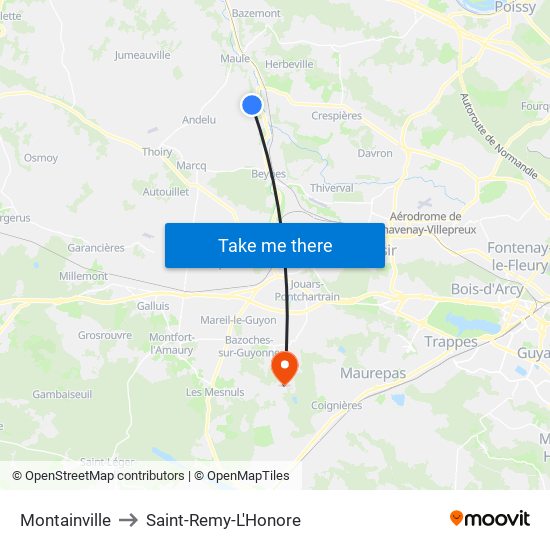 Montainville to Saint-Remy-L'Honore map