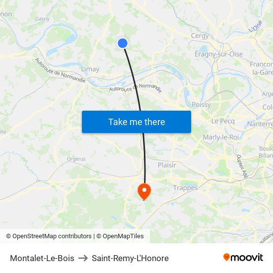 Montalet-Le-Bois to Saint-Remy-L'Honore map