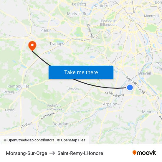 Morsang-Sur-Orge to Saint-Remy-L'Honore map