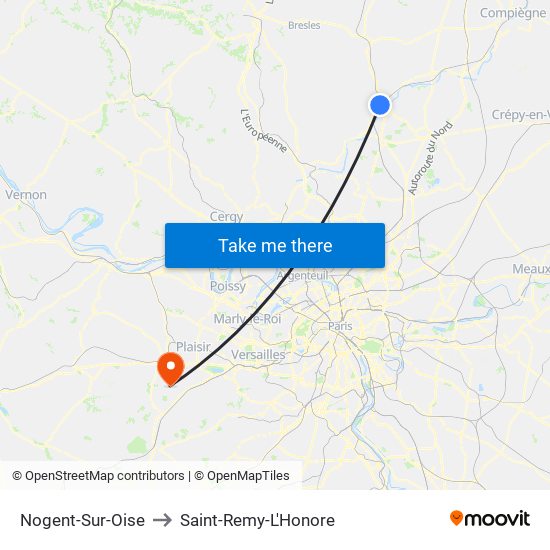 Nogent-Sur-Oise to Saint-Remy-L'Honore map