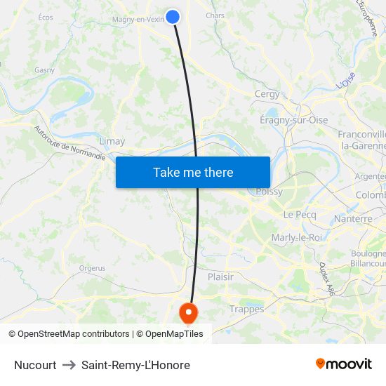 Nucourt to Saint-Remy-L'Honore map