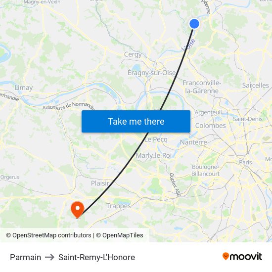Parmain to Saint-Remy-L'Honore map