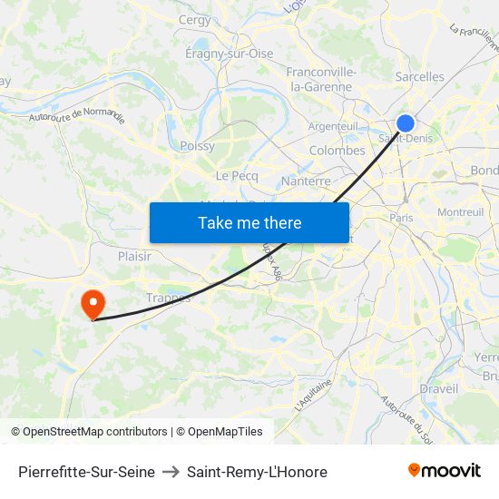 Pierrefitte-Sur-Seine to Saint-Remy-L'Honore map