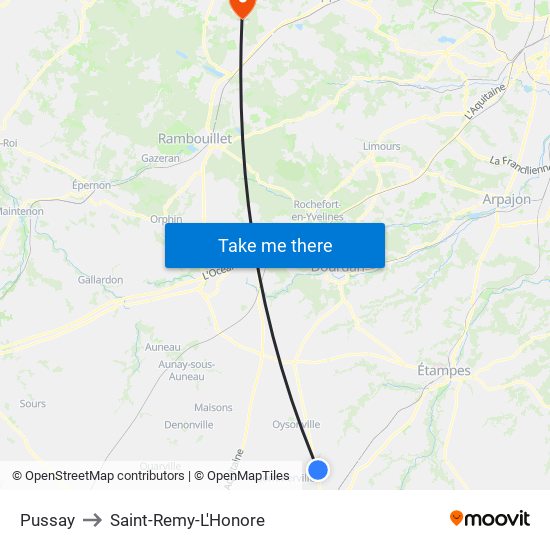 Pussay to Saint-Remy-L'Honore map