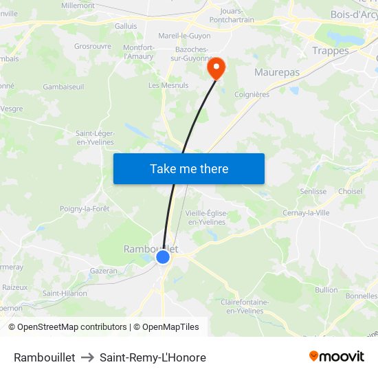 Rambouillet to Saint-Remy-L'Honore map