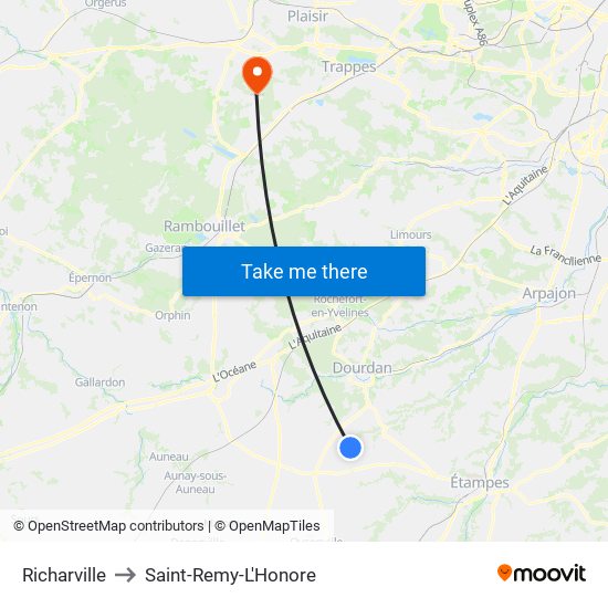 Richarville to Saint-Remy-L'Honore map