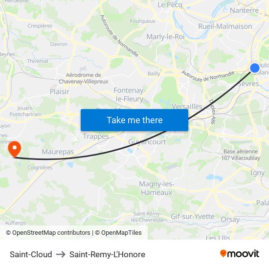 Saint-Cloud to Saint-Remy-L'Honore map