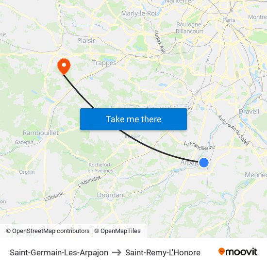 Saint-Germain-Les-Arpajon to Saint-Remy-L'Honore map