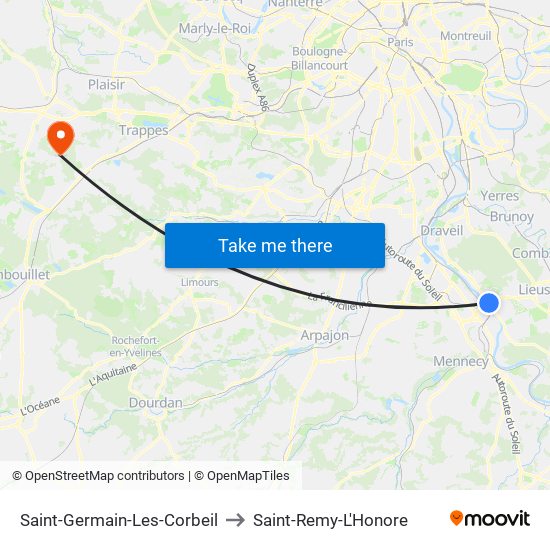 Saint-Germain-Les-Corbeil to Saint-Remy-L'Honore map