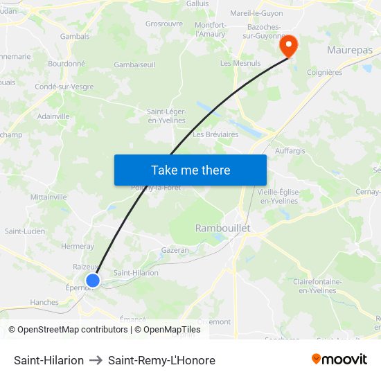 Saint-Hilarion to Saint-Remy-L'Honore map