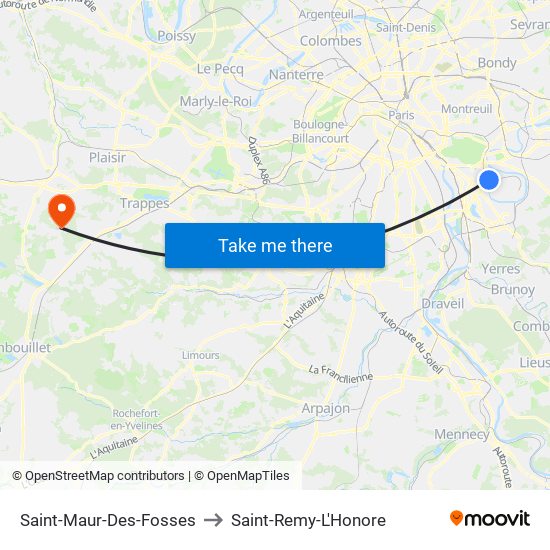 Saint-Maur-Des-Fosses to Saint-Remy-L'Honore map