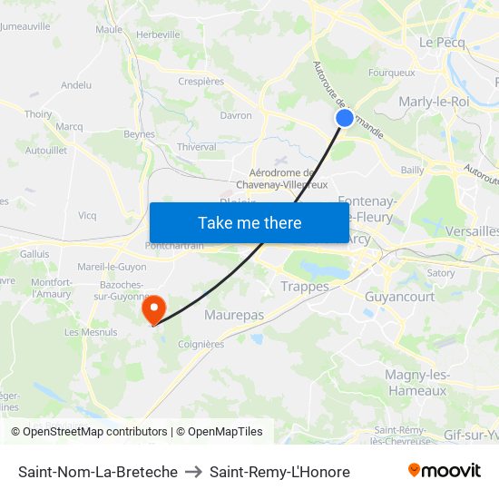 Saint-Nom-La-Breteche to Saint-Remy-L'Honore map