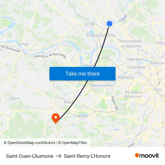 Saint-Ouen-L'Aumone to Saint-Remy-L'Honore map