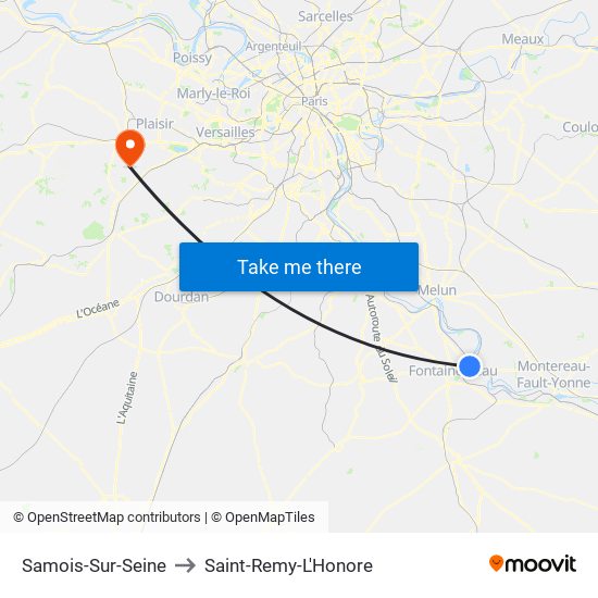 Samois-Sur-Seine to Saint-Remy-L'Honore map