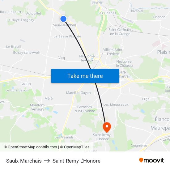 Saulx-Marchais to Saint-Remy-L'Honore map