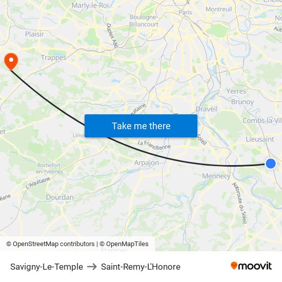 Savigny-Le-Temple to Saint-Remy-L'Honore map