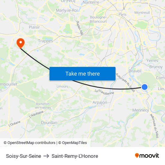Soisy-Sur-Seine to Saint-Remy-L'Honore map