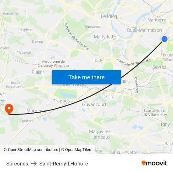 Suresnes to Saint-Remy-L'Honore map