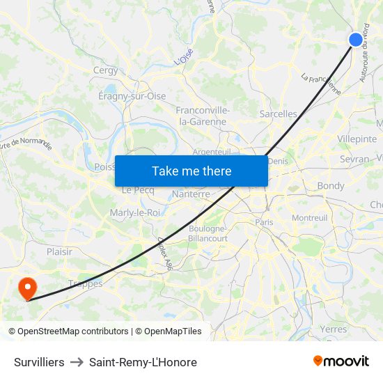 Survilliers to Saint-Remy-L'Honore map