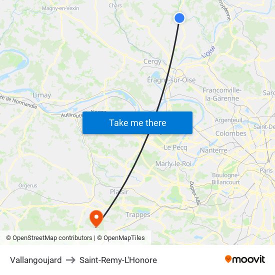 Vallangoujard to Saint-Remy-L'Honore map