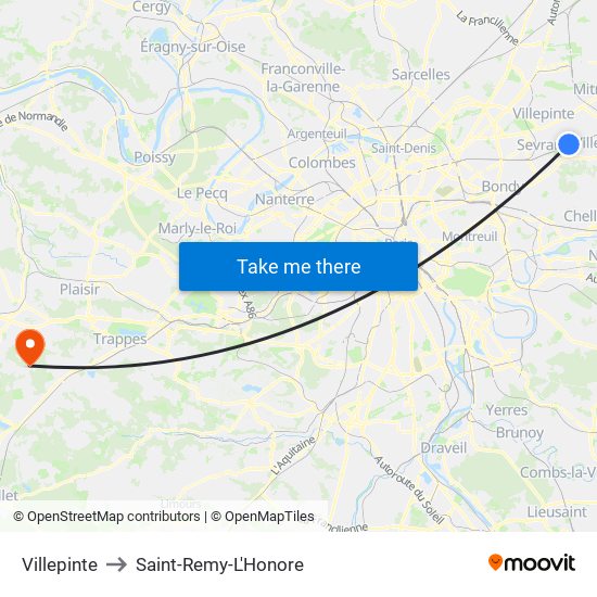 Villepinte to Saint-Remy-L'Honore map