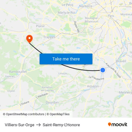 Villiers-Sur-Orge to Saint-Remy-L'Honore map