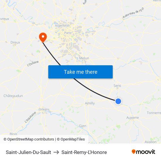 Saint-Julien-Du-Sault to Saint-Remy-L'Honore map