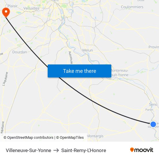 Villeneuve-Sur-Yonne to Saint-Remy-L'Honore map