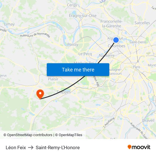 Léon Feix to Saint-Remy-L'Honore map