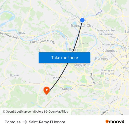 Pontoise to Saint-Remy-L'Honore map
