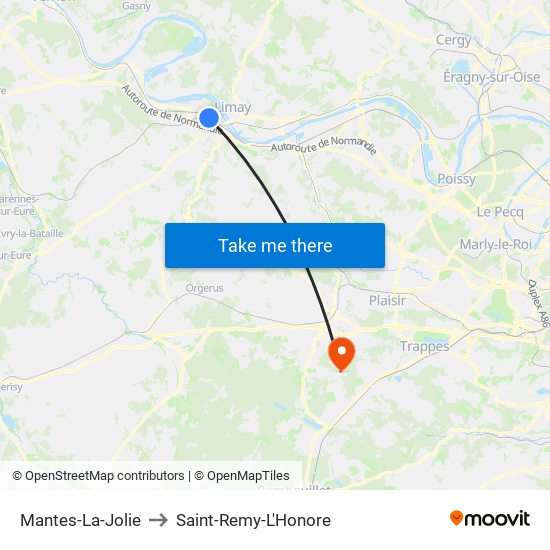 Mantes-La-Jolie to Saint-Remy-L'Honore map