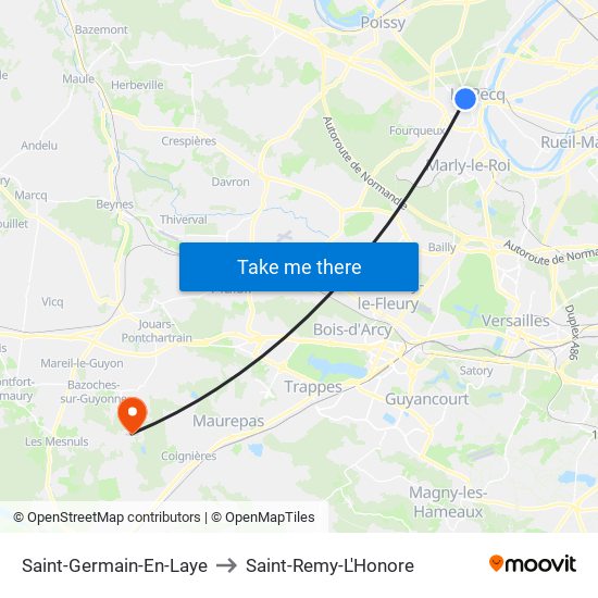 Saint-Germain-En-Laye to Saint-Remy-L'Honore map