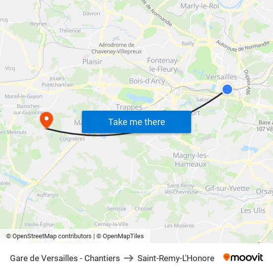 Gare de Versailles - Chantiers to Saint-Remy-L'Honore map