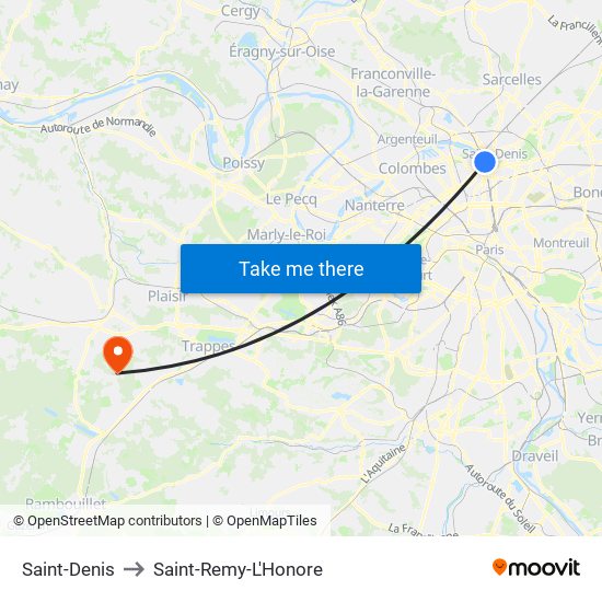 Saint-Denis to Saint-Remy-L'Honore map