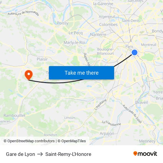 Gare de Lyon to Saint-Remy-L'Honore map