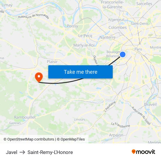 Javel to Saint-Remy-L'Honore map