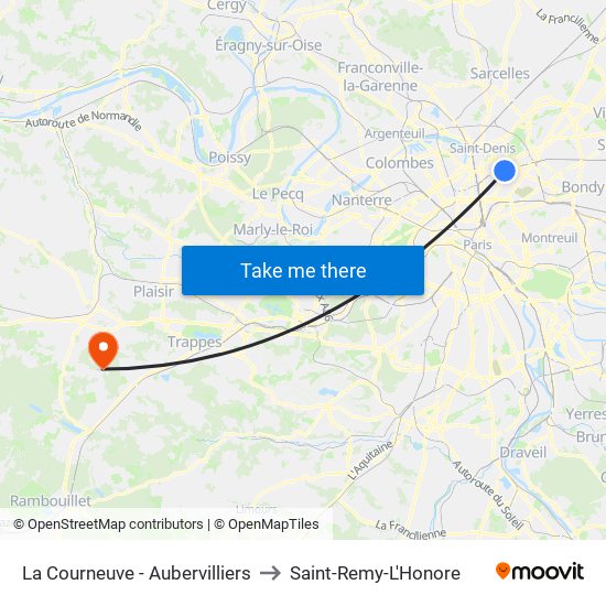 La Courneuve - Aubervilliers to Saint-Remy-L'Honore map