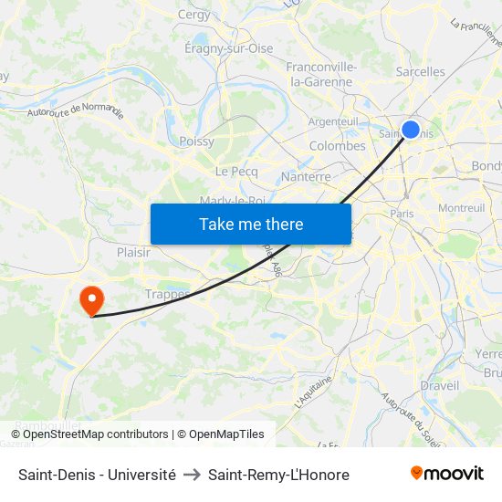 Saint-Denis - Université to Saint-Remy-L'Honore map