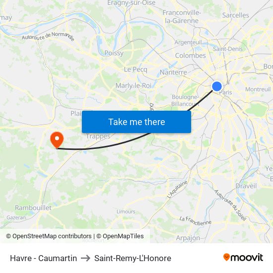 Havre - Caumartin to Saint-Remy-L'Honore map