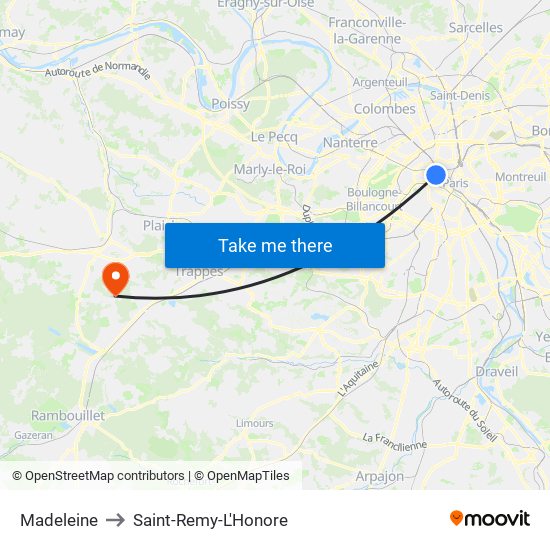 Madeleine to Saint-Remy-L'Honore map