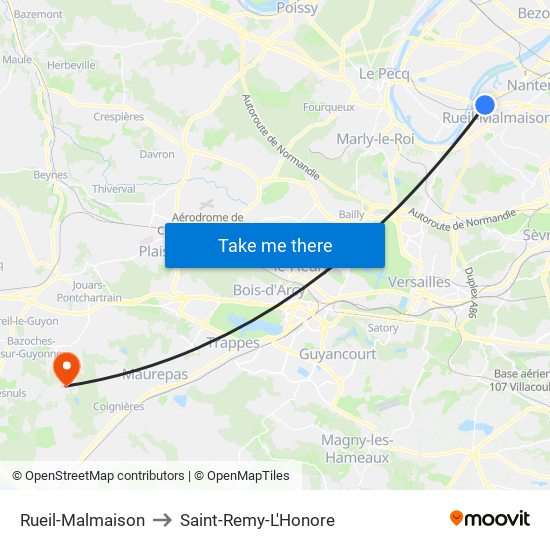 Rueil-Malmaison to Saint-Remy-L'Honore map