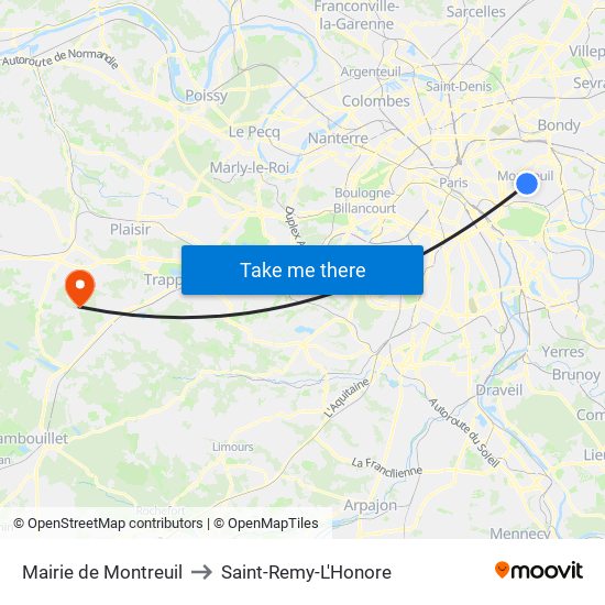 Mairie de Montreuil to Saint-Remy-L'Honore map