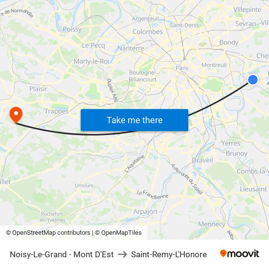 Noisy-Le-Grand - Mont D'Est to Saint-Remy-L'Honore map
