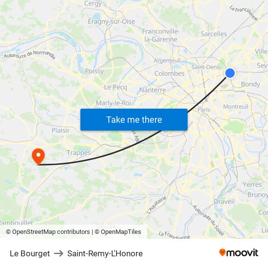Le Bourget to Saint-Remy-L'Honore map