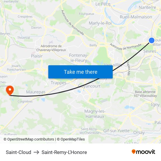 Saint-Cloud to Saint-Remy-L'Honore map