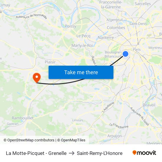 La Motte-Picquet - Grenelle to Saint-Remy-L'Honore map