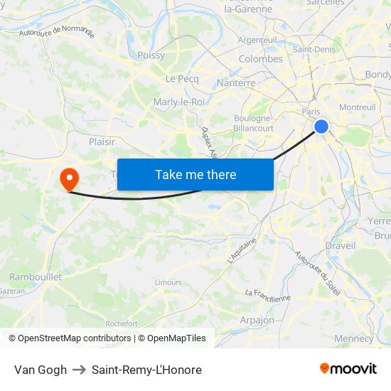 Van Gogh to Saint-Remy-L'Honore map