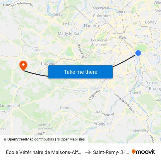 École Vétérinaire de Maisons-Alfort - Métro to Saint-Remy-L'Honore map
