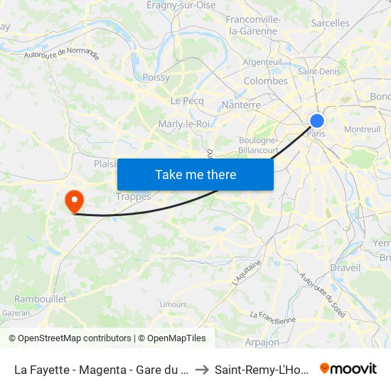 La Fayette - Magenta - Gare du Nord to Saint-Remy-L'Honore map